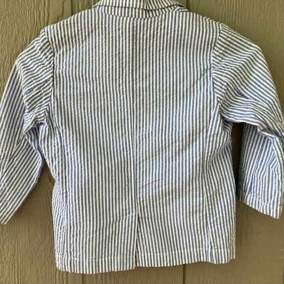 SEERSUCKER JACKET BOYS 4 BLUE AND WHITE SHRIPE CLASSIC - Picture 12 of 16